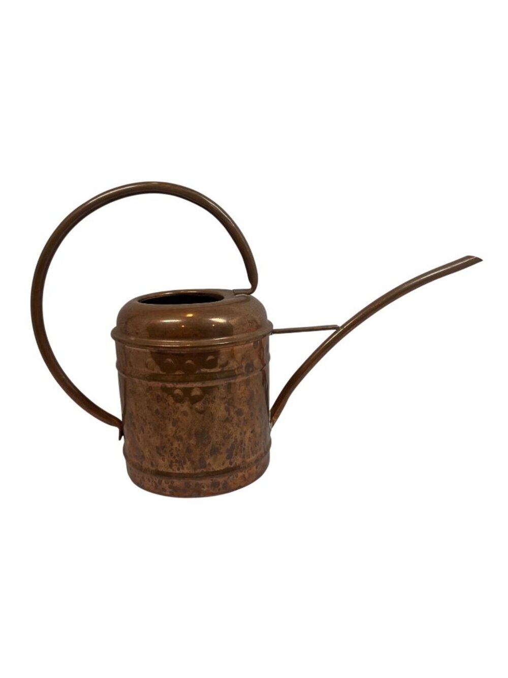 Vintage Copper Watering Can With Long Spout & Curved Handle